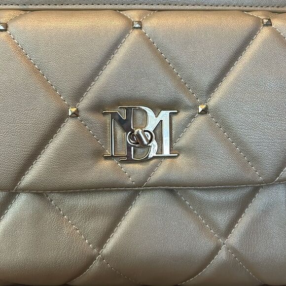 NWT- Badgley Mishka vegan leather big diamond quilting w/studs, metallic gold - Picture 2 of 6